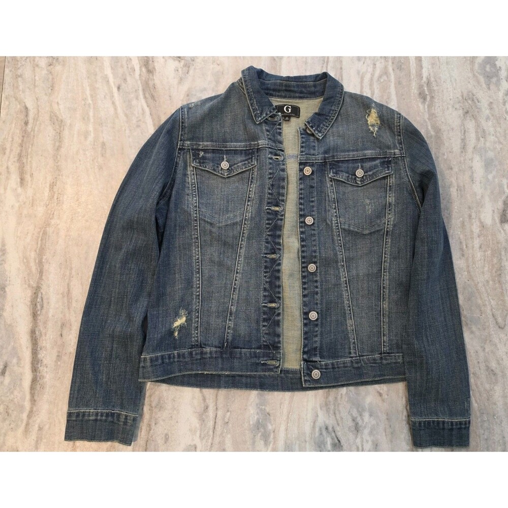 G by Giuliana Women's Medium Denim Jacket Button Front Utility- Medium